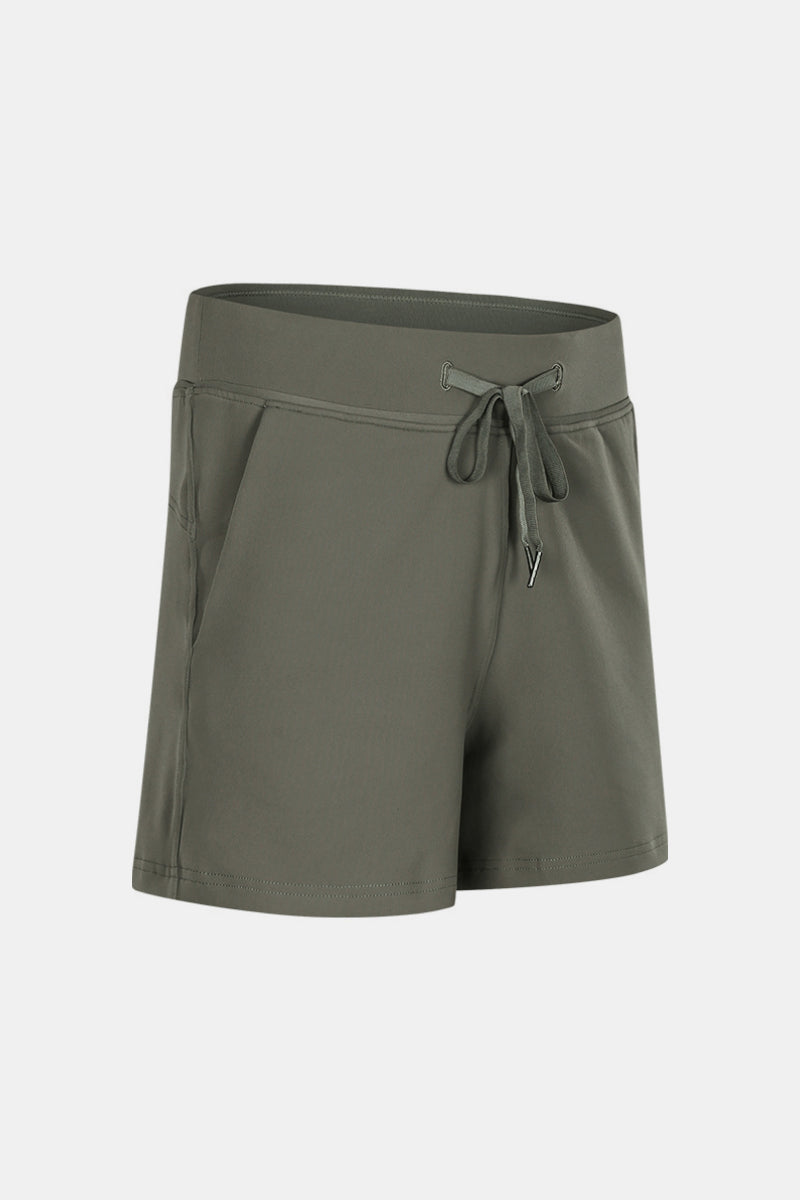 Drawstring Waist Yoga Shorts Pimamour