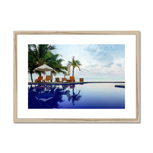 02F The lonely pool, the hidden beach and the palm tree - Cold colors fine art photography print - Printed on  Framed & Mounted Print Pimamour Original Pimamour