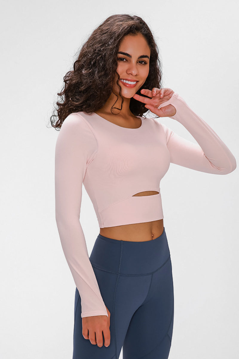 Long Sleeve Cropped Top With Sports Strap Pimamour