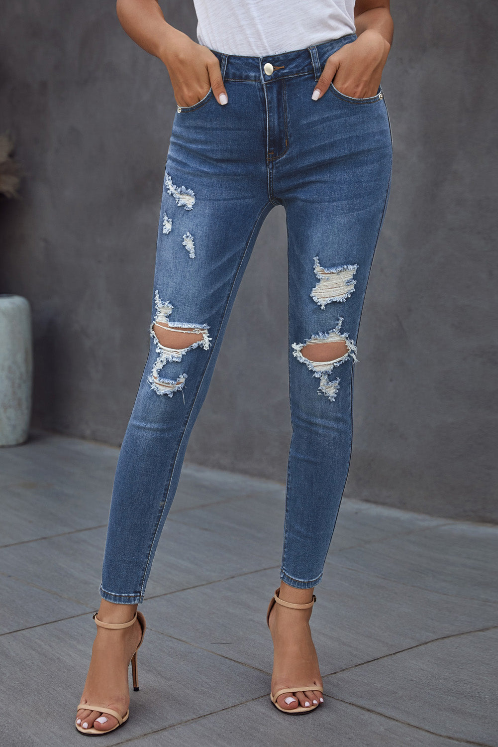 Vintage Skinny Ripped Jeans Pimamour