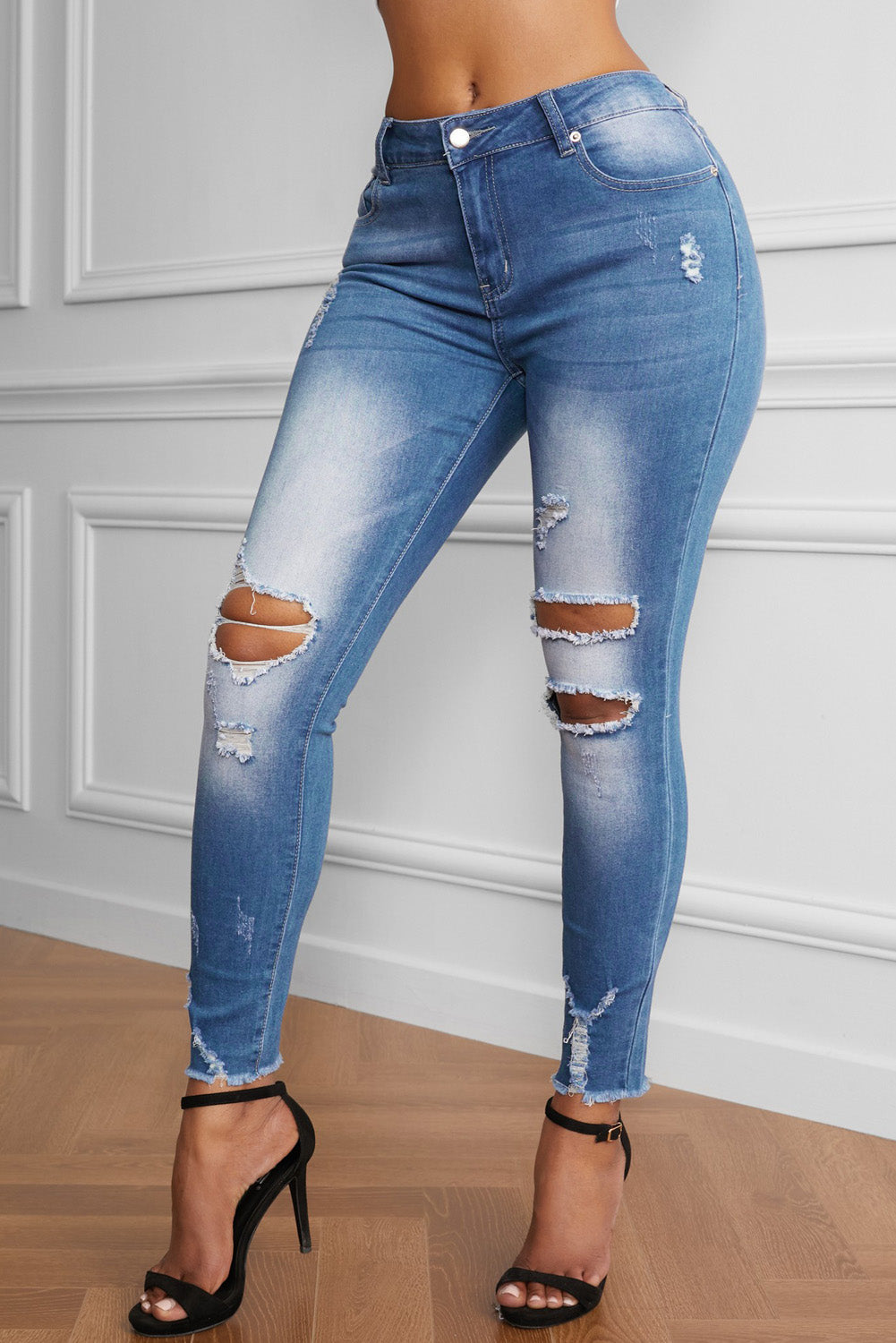 Faded Mid High Rise Jeans Pimamour