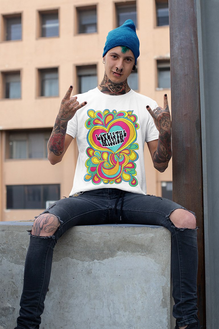 Intricated Urban Hippie Street Art – Love Is The Mission 10 Tee&Tank Men/Unisex Pimamour