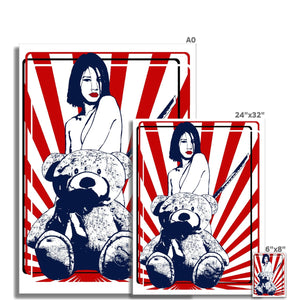 Nude girl & naked bear 01– Original Manga Popart / Comic Pimamour on Roll Eco Canvas-Pimamour