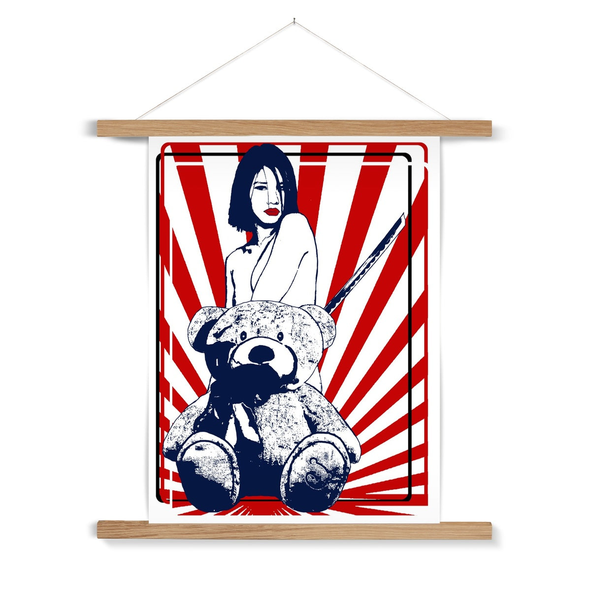 Nude girl & naked bear 01– Original Manga Popart / Comic Pimamour on Wall Poster Hanger-Pimamour