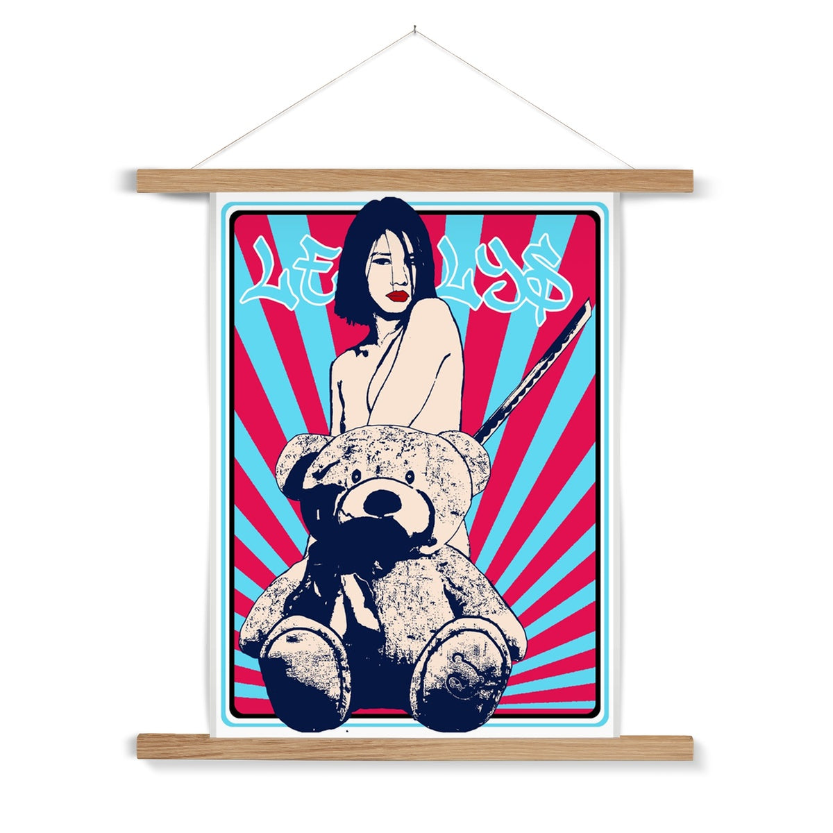 Nude girl & naked bear 02– Original Manga Popart / Comic Pimamour on Wall Poster Hanger-Pimamour