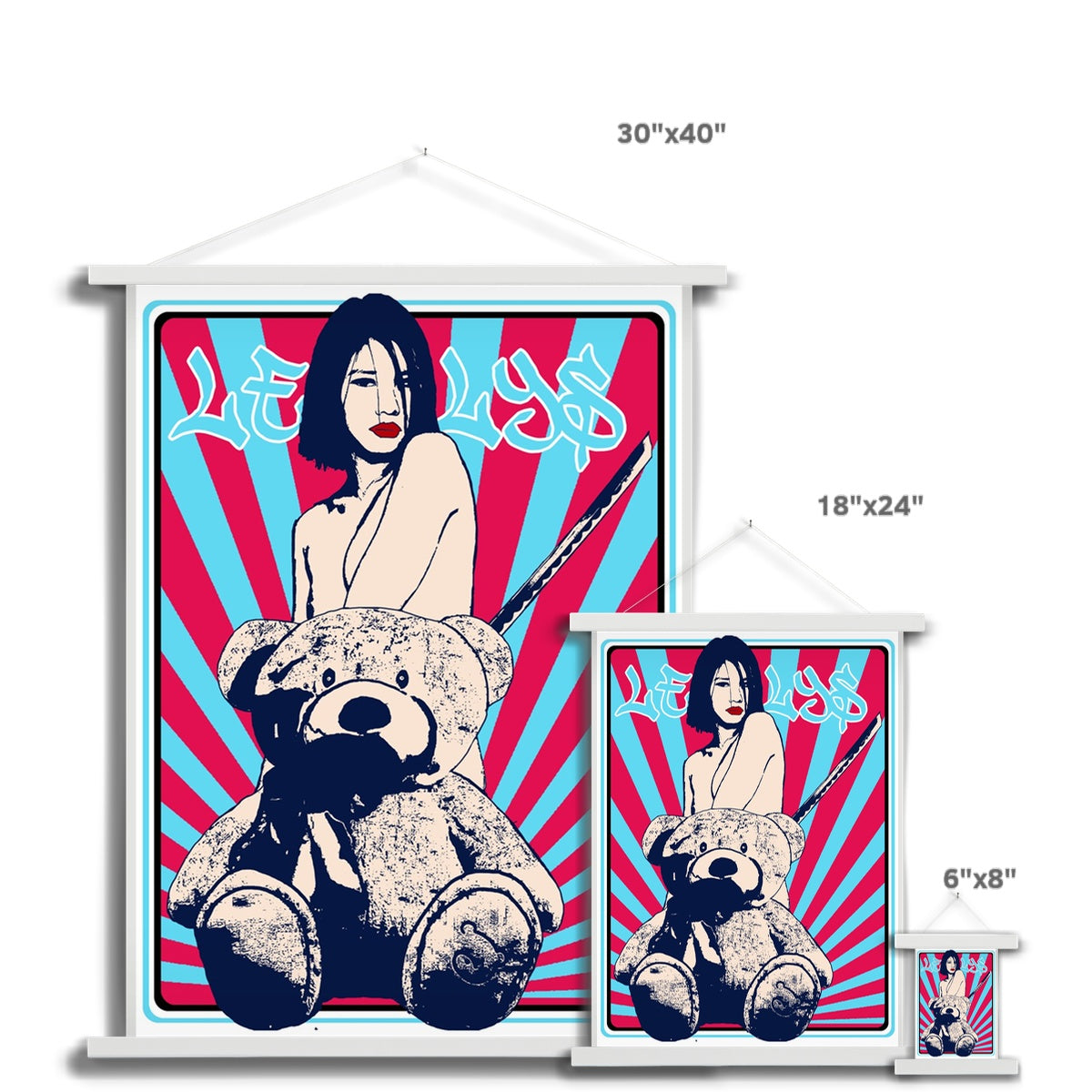 Nude girl & naked bear 02– Original Manga Popart / Comic Pimamour on Wall Poster Hanger-Pimamour