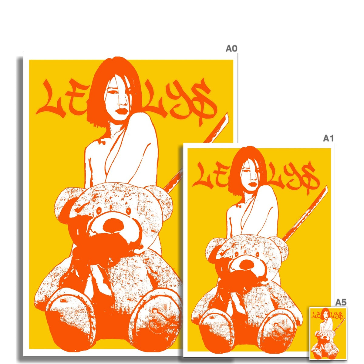 Nude girl & naked bear 04– Original Manga Popart / Comic Pimamour on Roll Eco Canvas-Pimamour