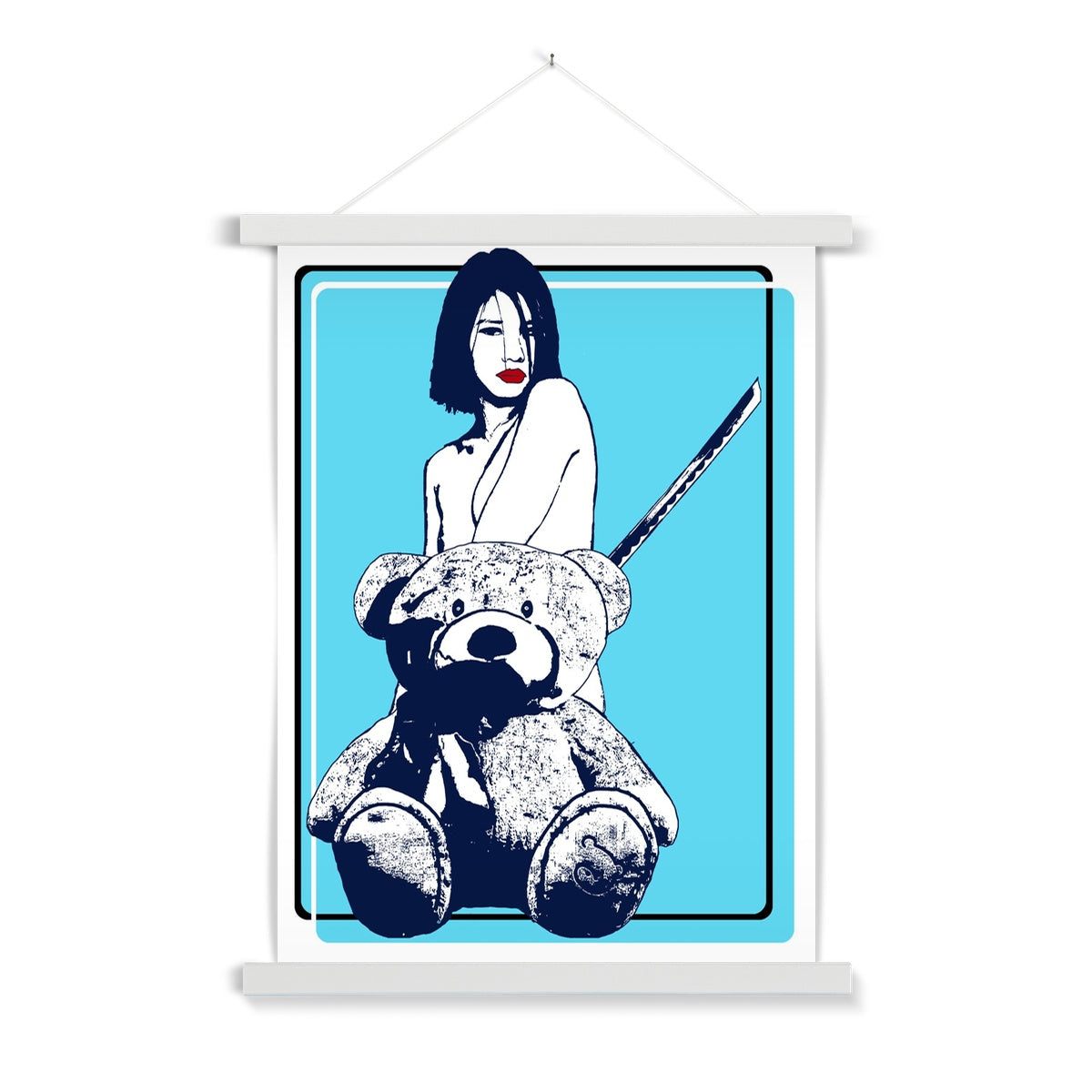 Nude girl & naked bear 06– Original Manga Popart / Comic Pimamour on Wall Poster Hanger-Pimamour