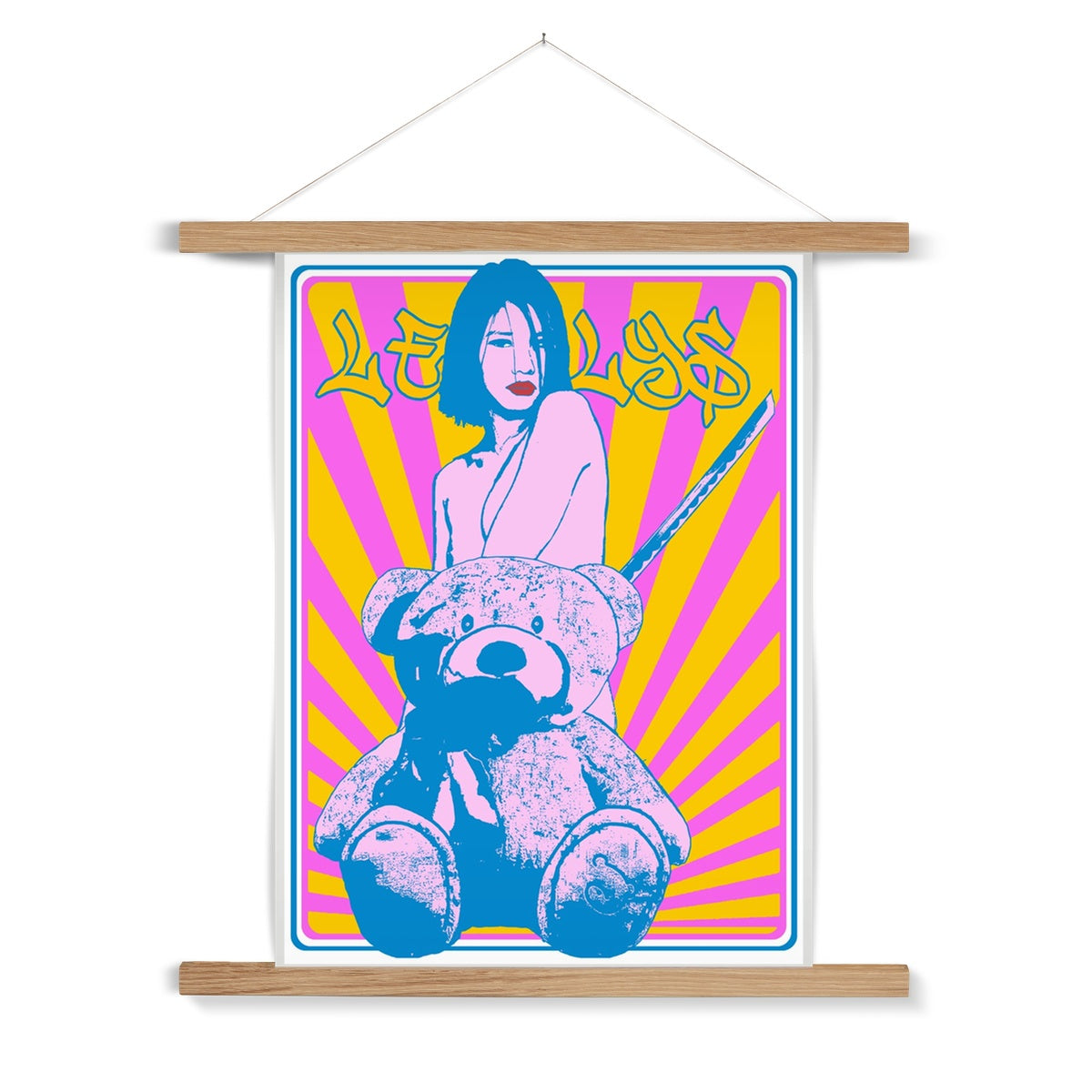 Nude girl & naked bear 07– Original Manga Popart / Comic Pimamour on Wall Poster Hanger-Pimamour