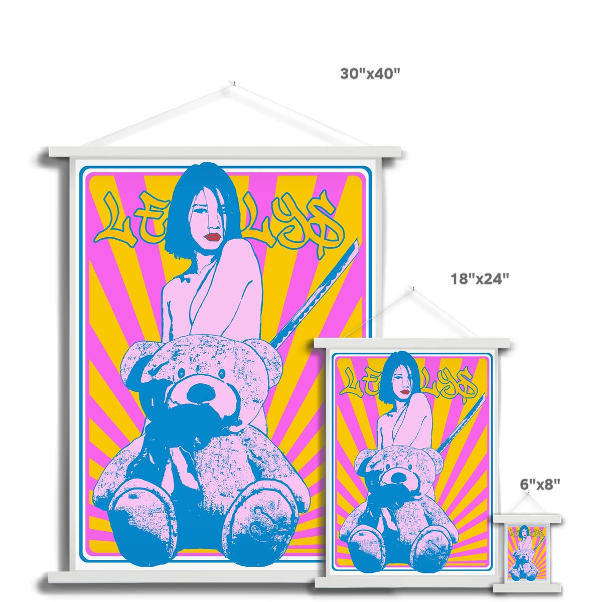 Nude girl & naked bear 07– Original Manga Popart / Comic Pimamour on Wall Poster Hanger-Pimamour