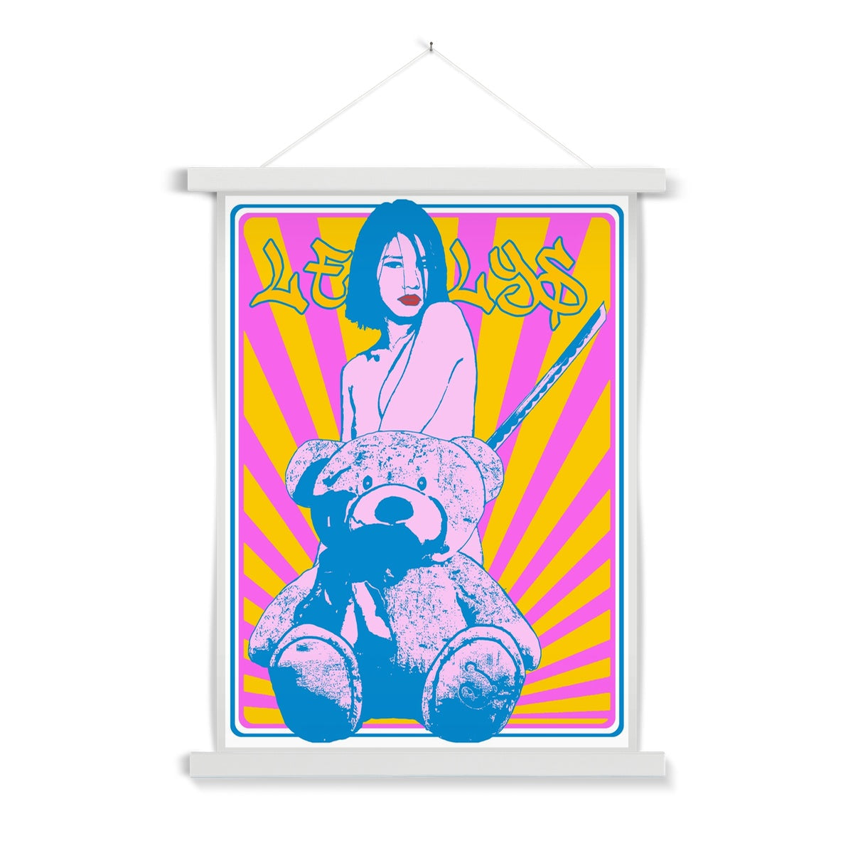 Nude girl & naked bear 07– Original Manga Popart / Comic Pimamour on Wall Poster Hanger-Pimamour