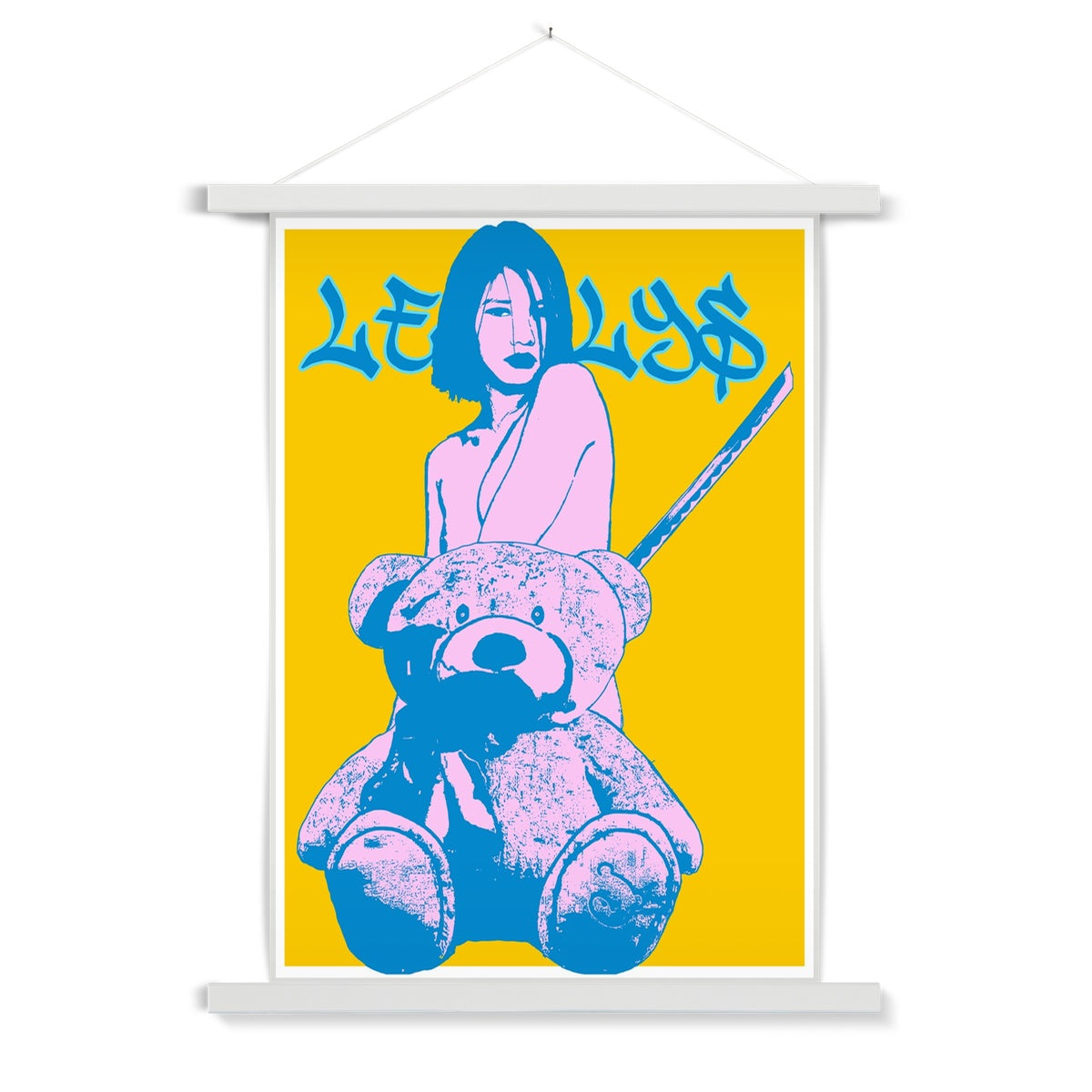 Nude girl & naked bear 08– Original Manga Popart / Comic Pimamour on Wall Poster Hanger-Pimamour