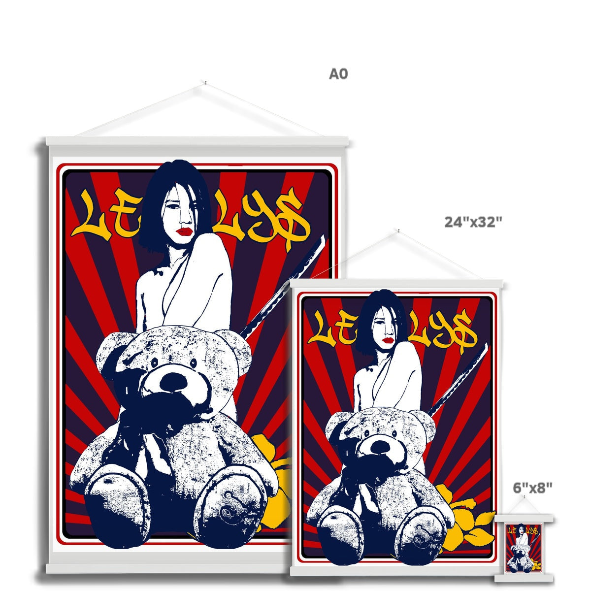 Nude girl & naked bear 09– Original Manga Popart / Comic Pimamour on Wall Poster Hanger-Pimamour