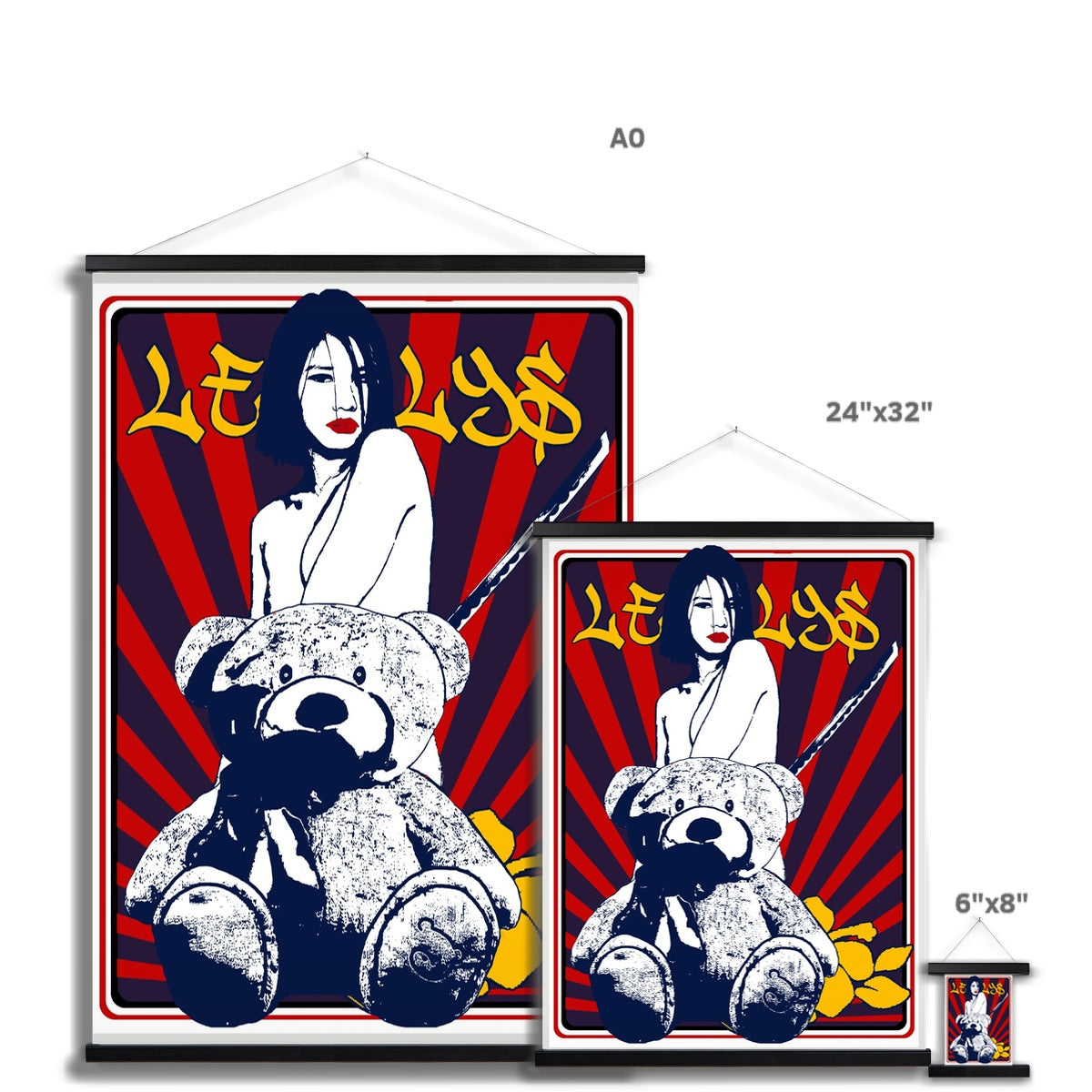 Nude girl & naked bear 09– Original Manga Popart / Comic Pimamour on Wall Poster Hanger-Pimamour