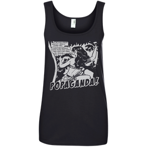 Pop Art Vintage Comics Lichtenstein Style - Popaganda 02 B&W Tee&Tank Lady Pimamour