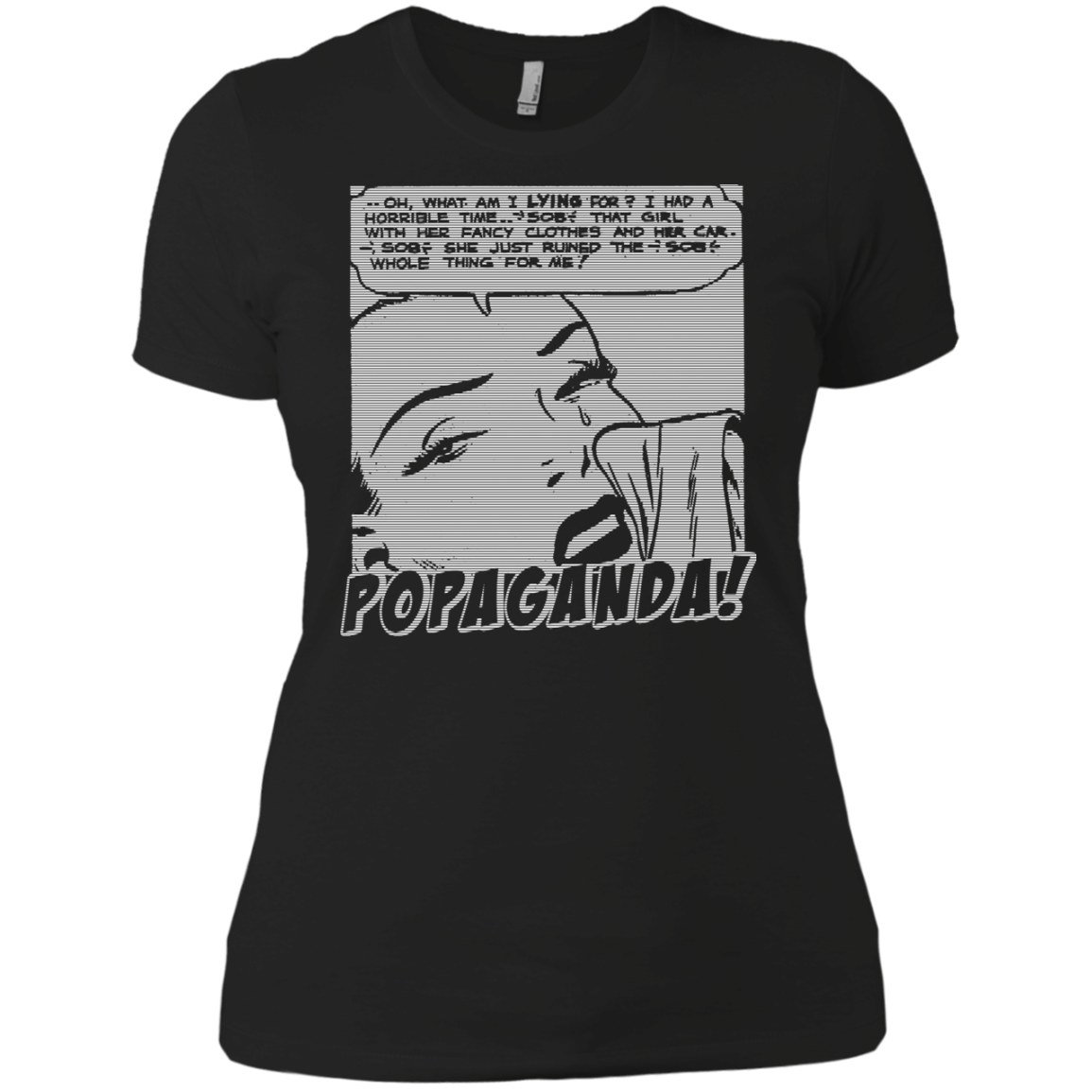 Pop Art Vintage Comics Lichtenstein Style - Popaganda 03 B&W Tee&Tank Lady Pimamour