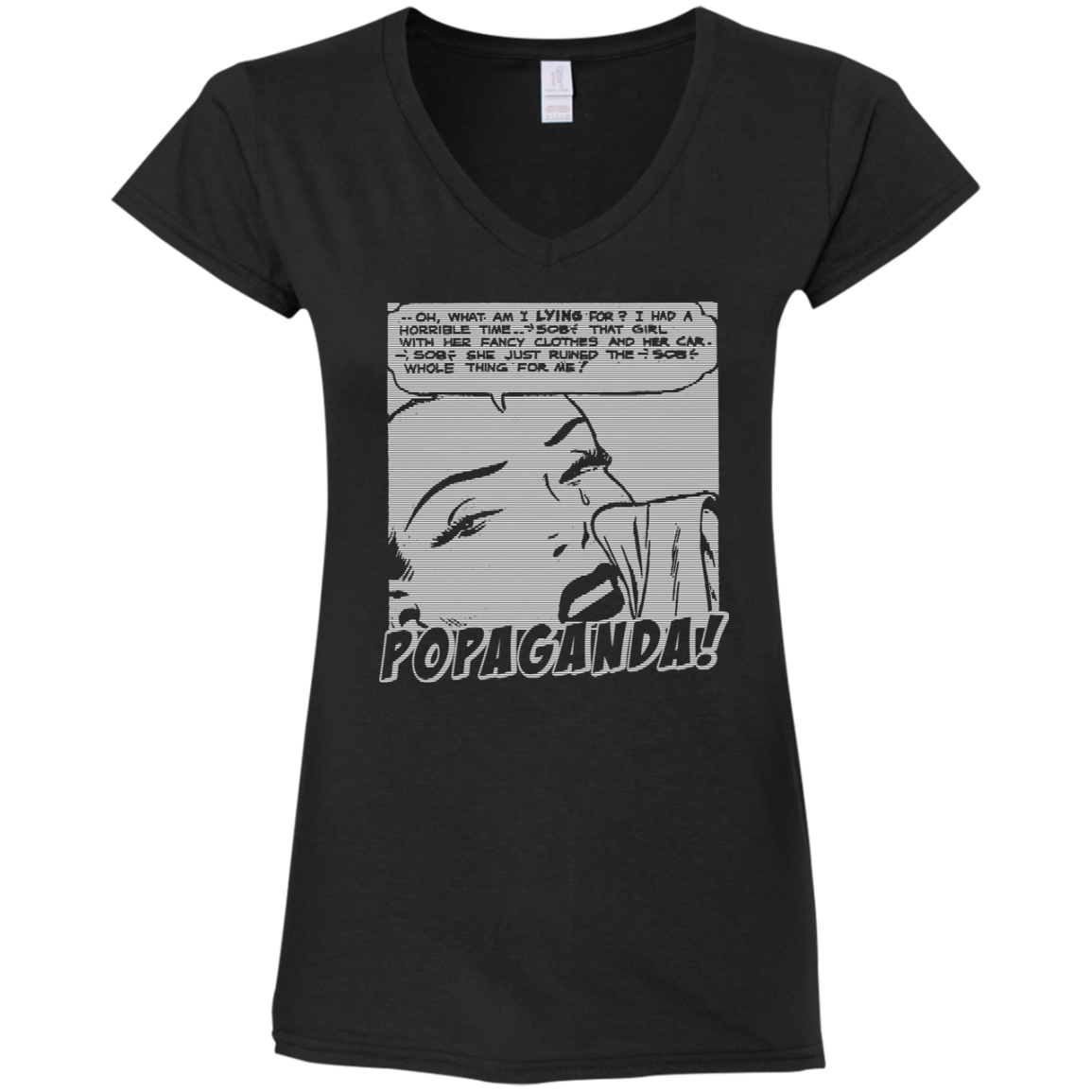 Pop Art Vintage Comics Lichtenstein Style - Popaganda 03 B&W Tee&Tank Lady Pimamour