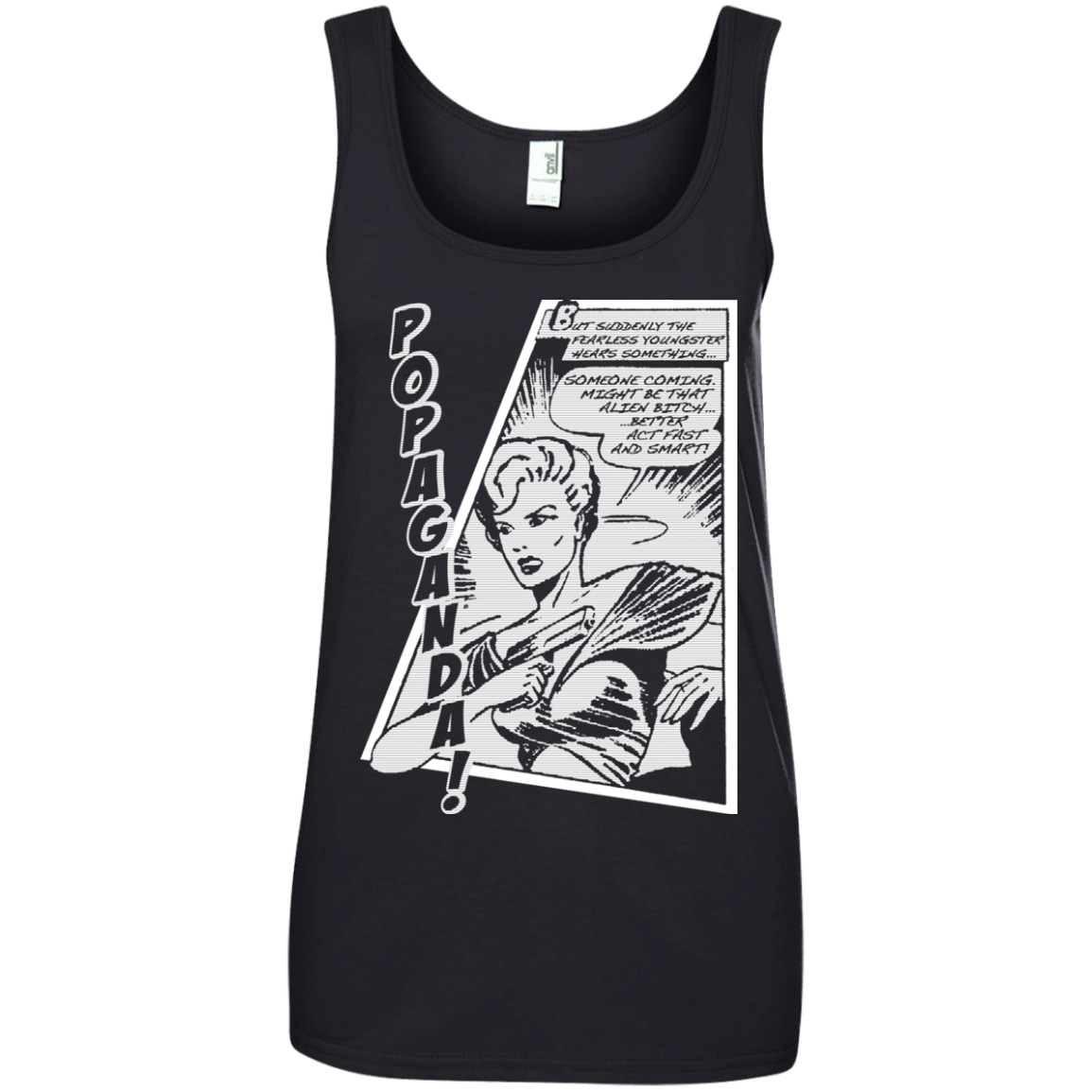 Pop Art Vintage Comics Lichtenstein Style - Popaganda 06 B&W Tee&Tank Lady Pimamour