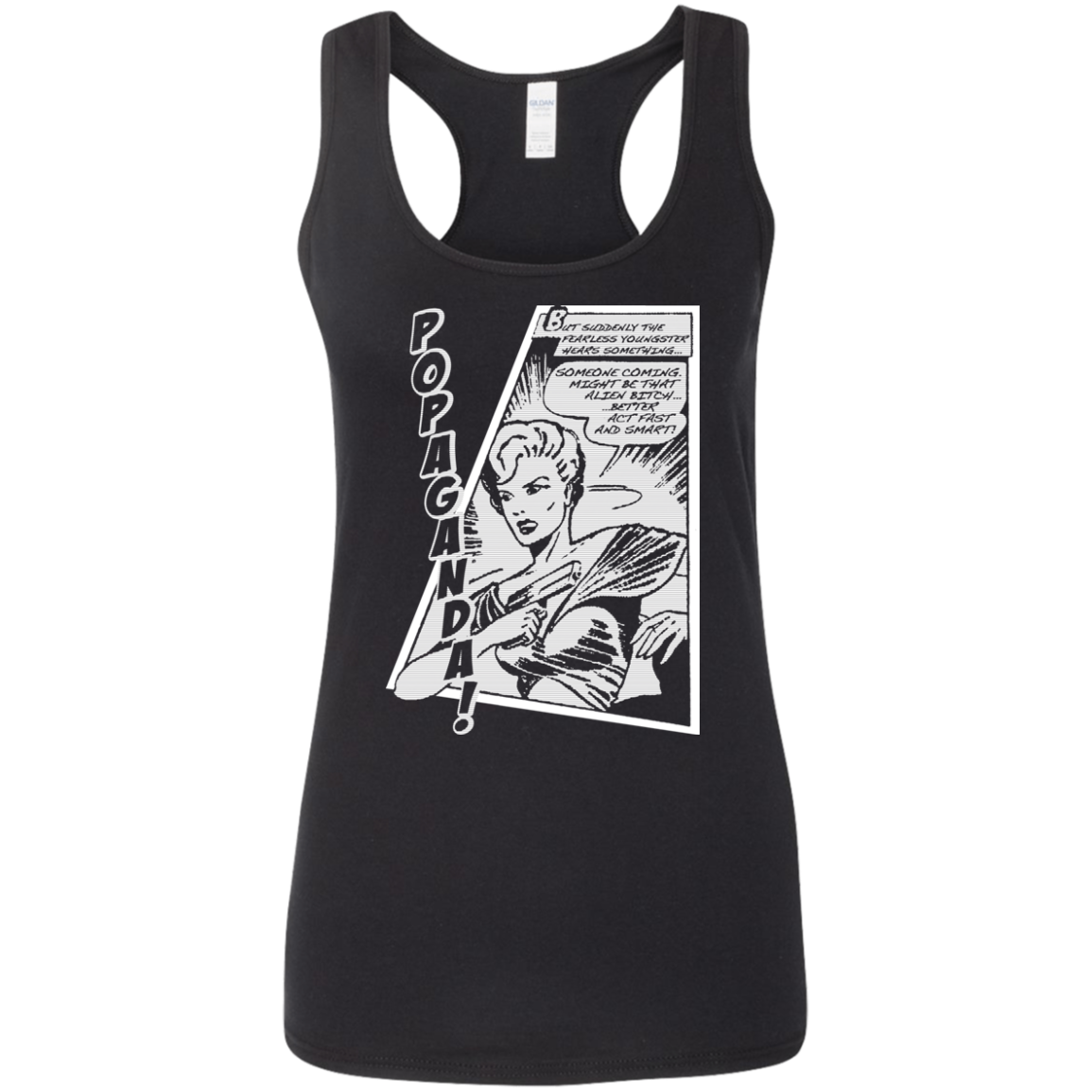 Pop Art Vintage Comics Lichtenstein Style - Popaganda 06 B&W Tee&Tank Lady Pimamour