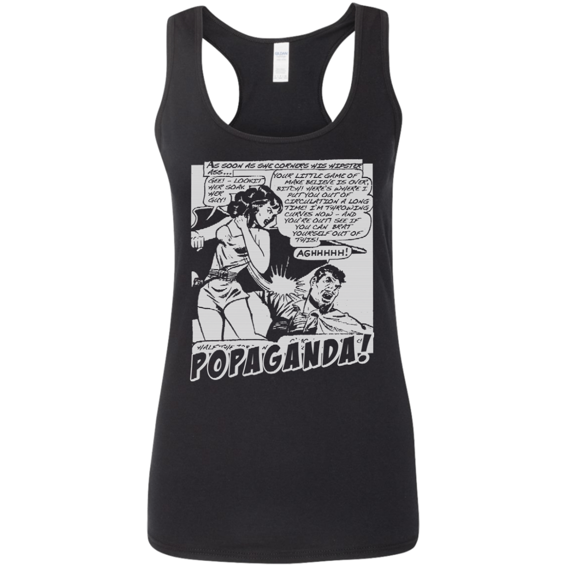 Pop Art Vintage Comics Lichtenstein Style - Popaganda 07 B&W Tee&Tank Lady Pimamour