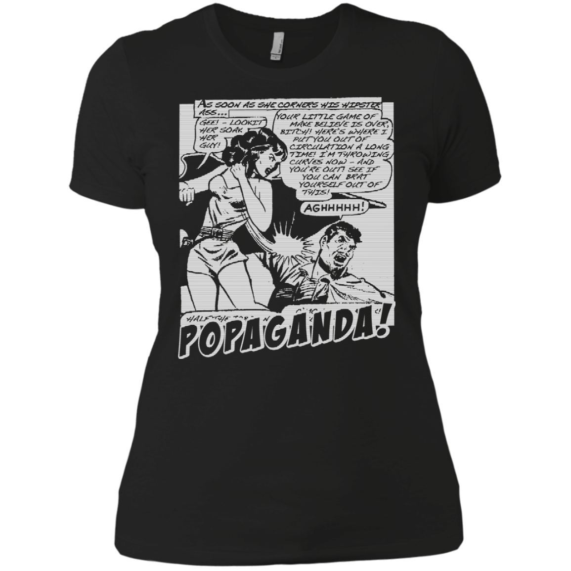 Pop Art Vintage Comics Lichtenstein Style - Popaganda 07 B&W Tee&Tank Lady Pimamour