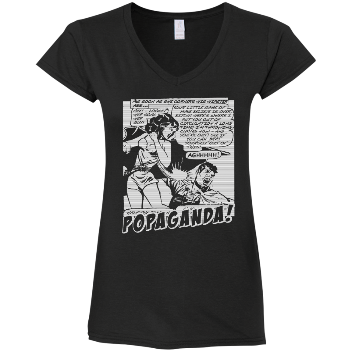 Pop Art Vintage Comics Lichtenstein Style - Popaganda 07 B&W Tee&Tank Lady Pimamour