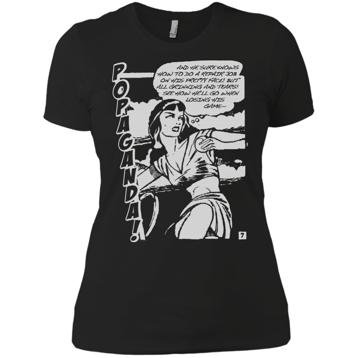 Pop Art Vintage Comics Lichtenstein Style - Popaganda 08 B&W Tee&Tank Lady Pimamour