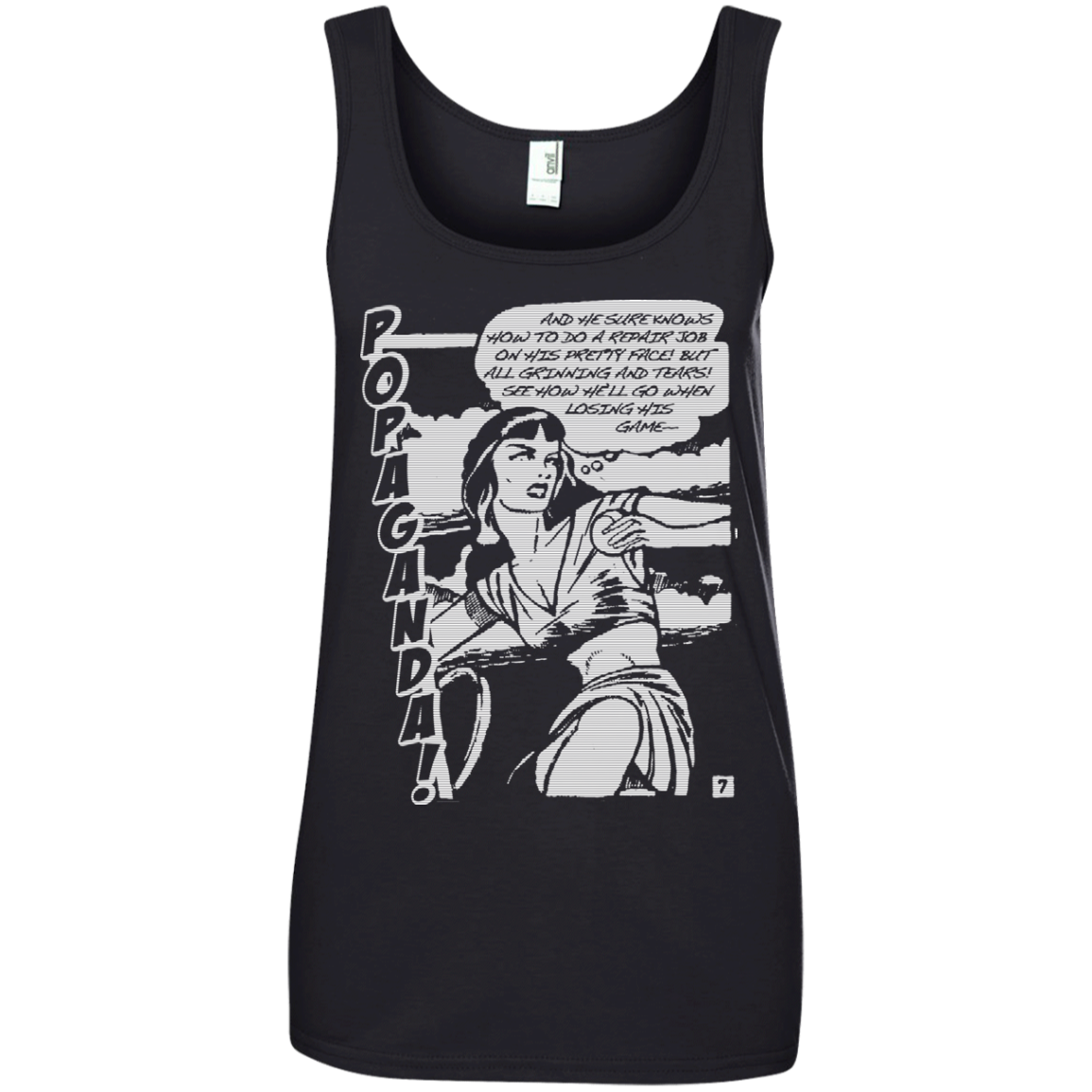 Pop Art Vintage Comics Lichtenstein Style - Popaganda 08 B&W Tee&Tank Lady Pimamour