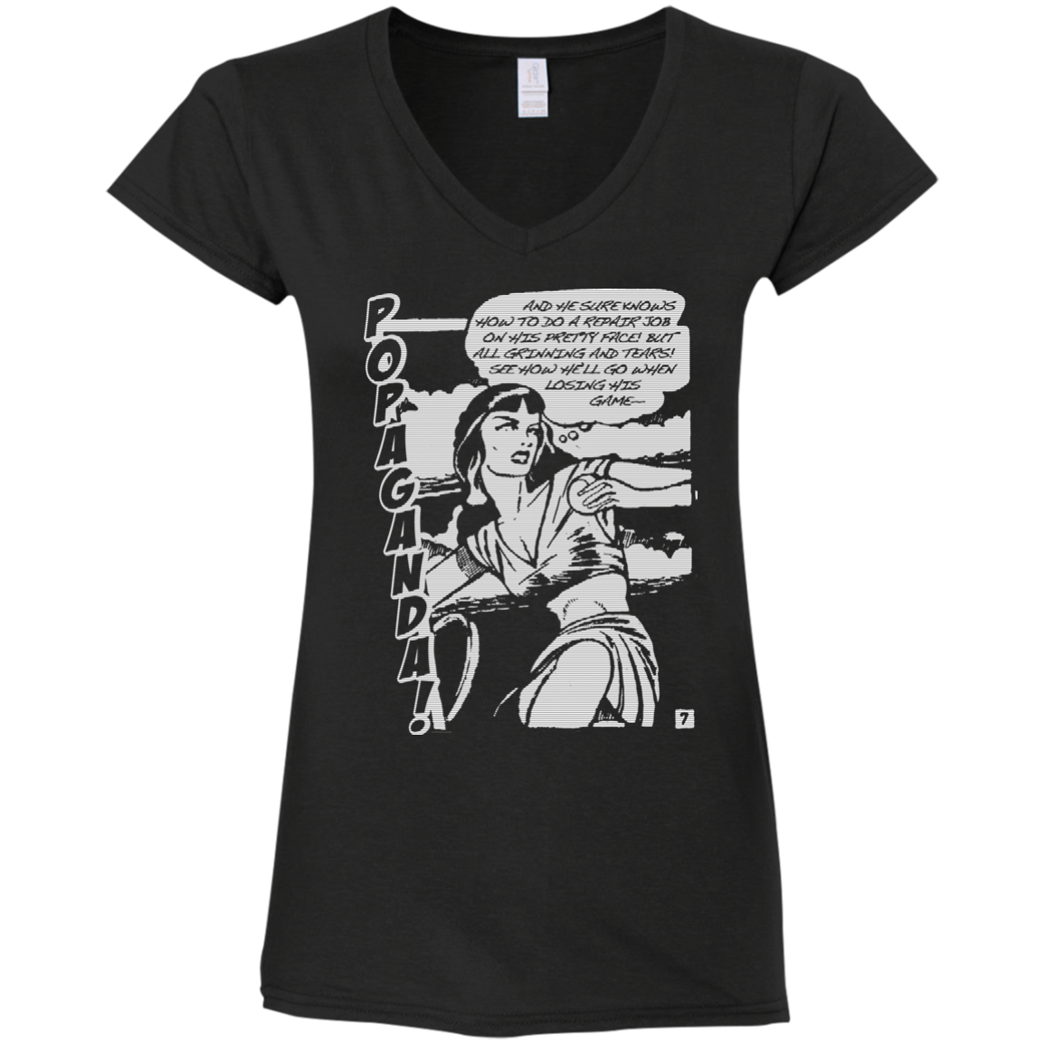 Pop Art Vintage Comics Lichtenstein Style - Popaganda 08 B&W Tee&Tank Lady Pimamour