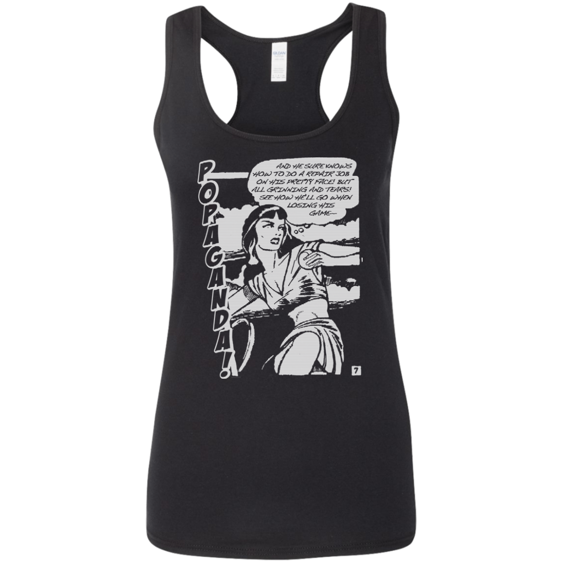 Pop Art Vintage Comics Lichtenstein Style - Popaganda 08 B&W Tee&Tank Lady Pimamour