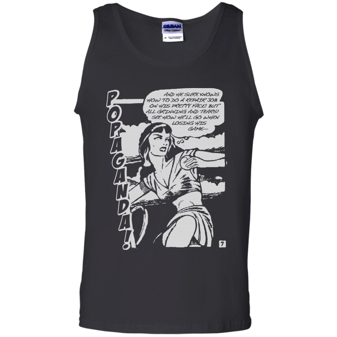 Pop Art Vintage Comics Lichtenstein Style - Popaganda 08 B&W Tee&Tank Men/Unisex Pimamour