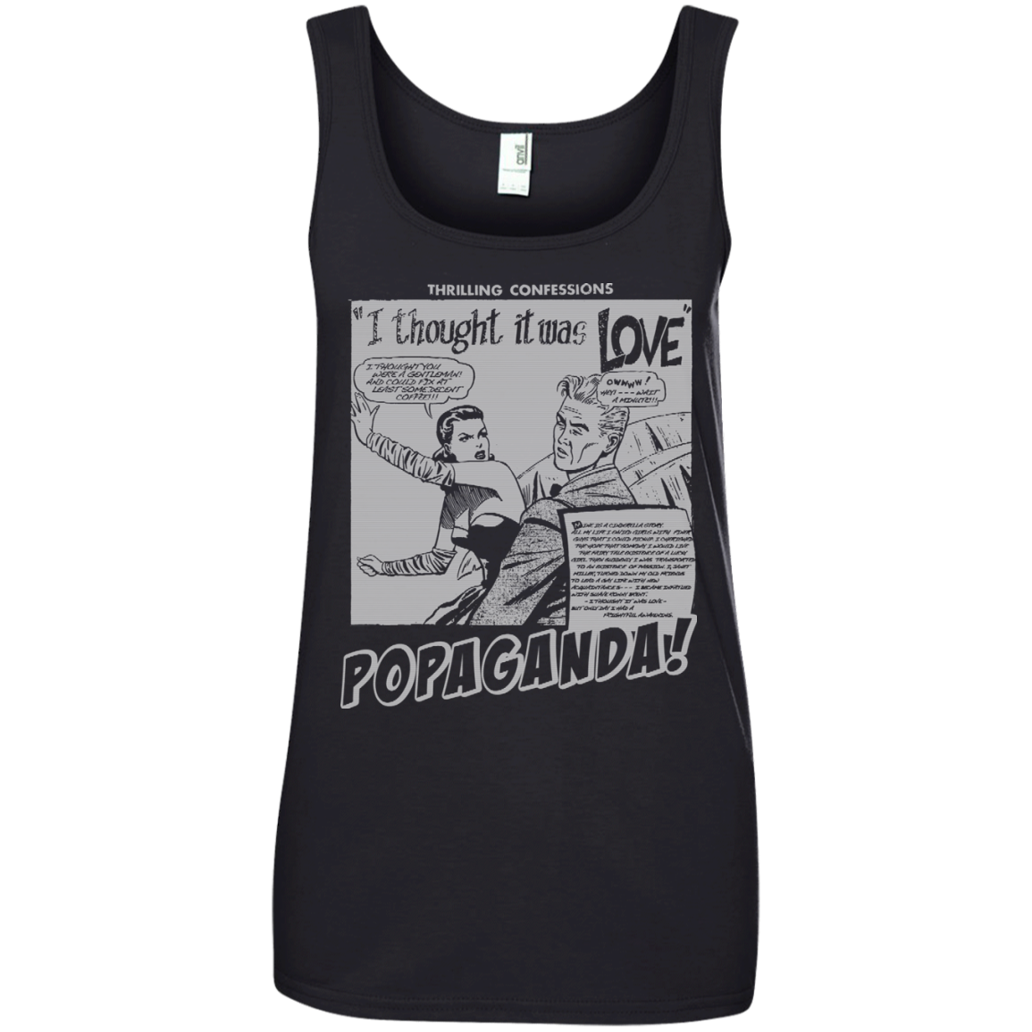 Pop Art Vintage Comics Lichtenstein Style - Popaganda 09 B&W Tee&Tank Lady Pimamour