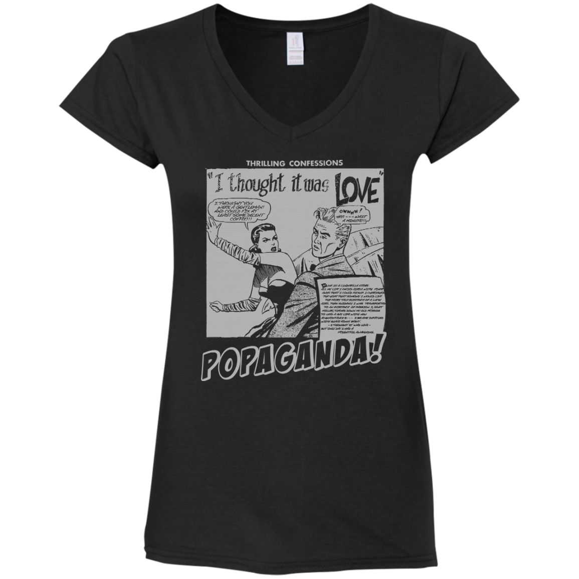 Pop Art Vintage Comics Lichtenstein Style - Popaganda 09 B&W Tee&Tank Lady Pimamour