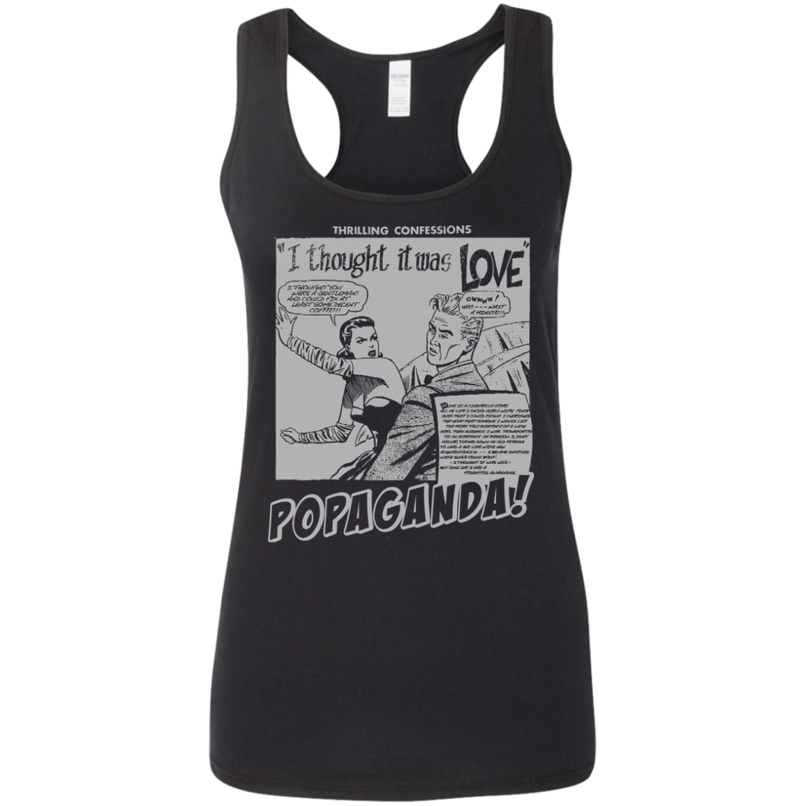 Pop Art Vintage Comics Lichtenstein Style - Popaganda 09 B&W Tee&Tank Lady Pimamour