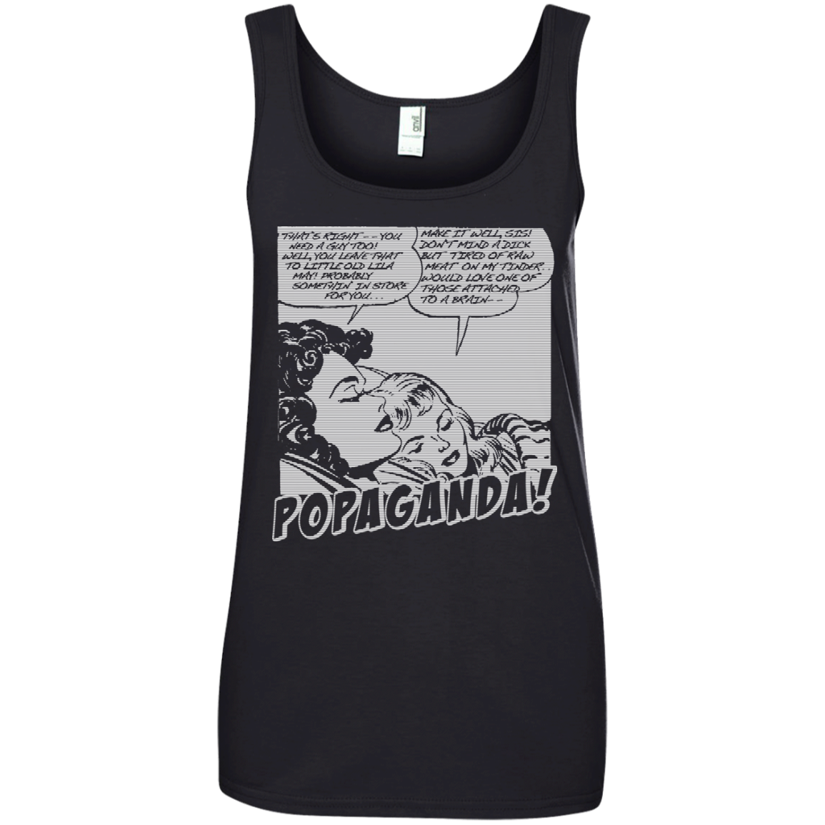 Pop Art Vintage Comics Lichtenstein Style - Popaganda 11 B&W Tee&Tank Lady Pimamour