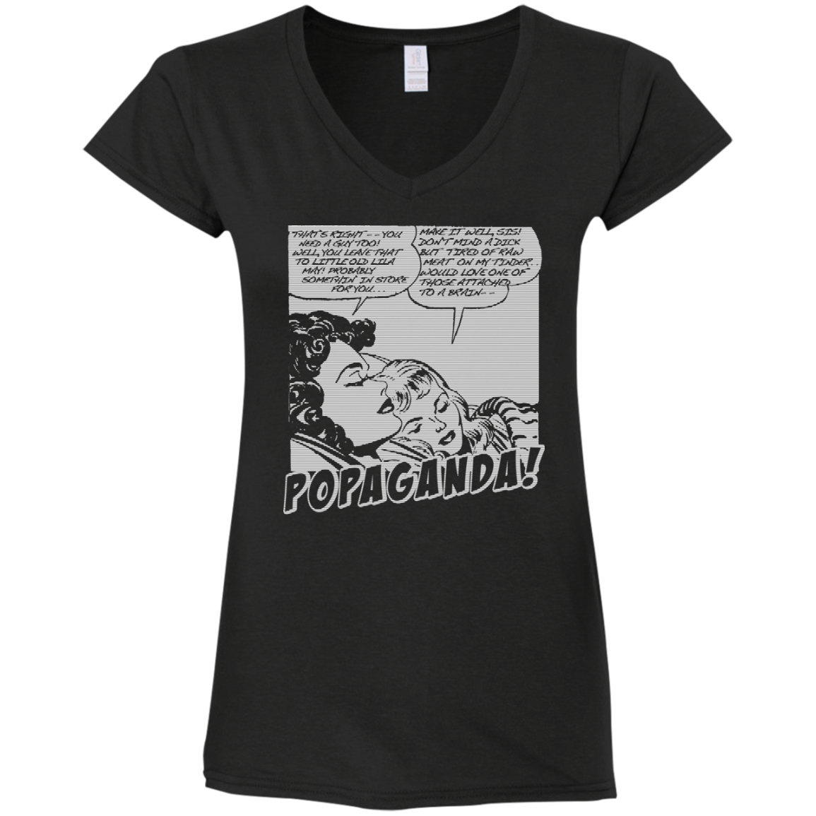 Pop Art Vintage Comics Lichtenstein Style - Popaganda 11 B&W Tee&Tank Lady Pimamour