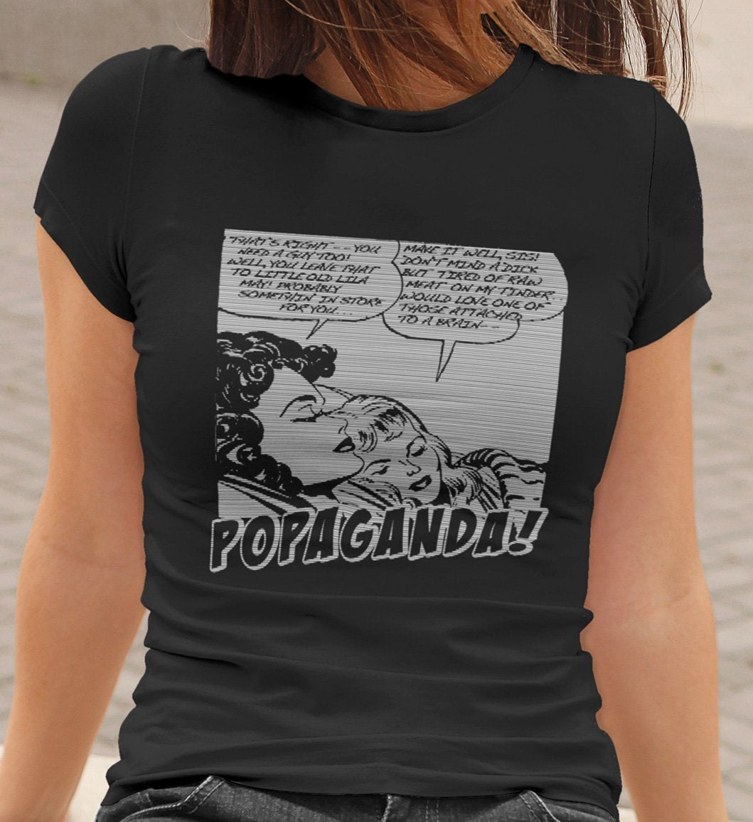 Pop Art Vintage Comics Lichtenstein Style - Popaganda 11 B&W Tee&Tank Lady Pimamour