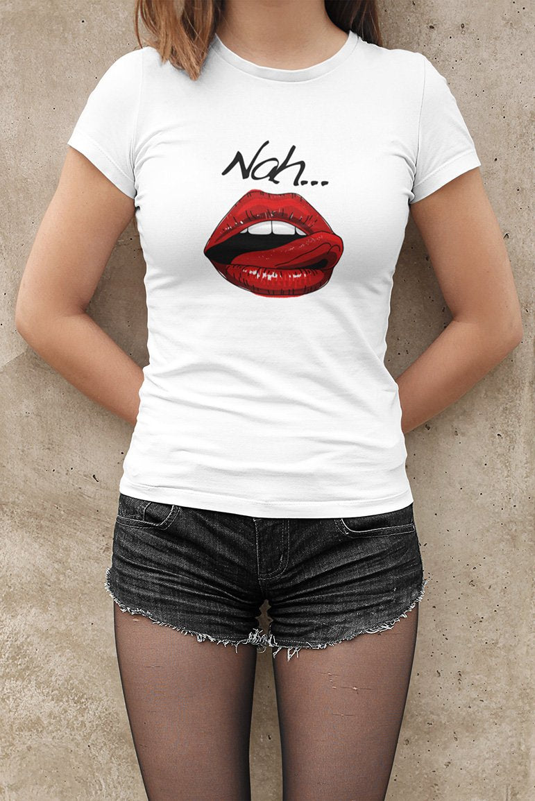 Word - Text - Talkative Smart Ass - Wordz 09B Lips Nah! Tee&Tank Lady Pimamour