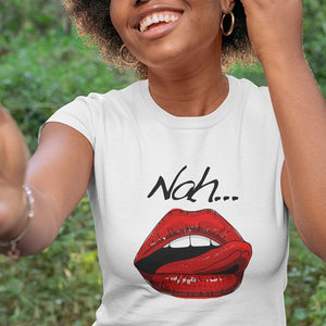 Word - Text - Talkative Smart Ass - Wordz 09B Lips Nah! Tee&Tank Lady Pimamour