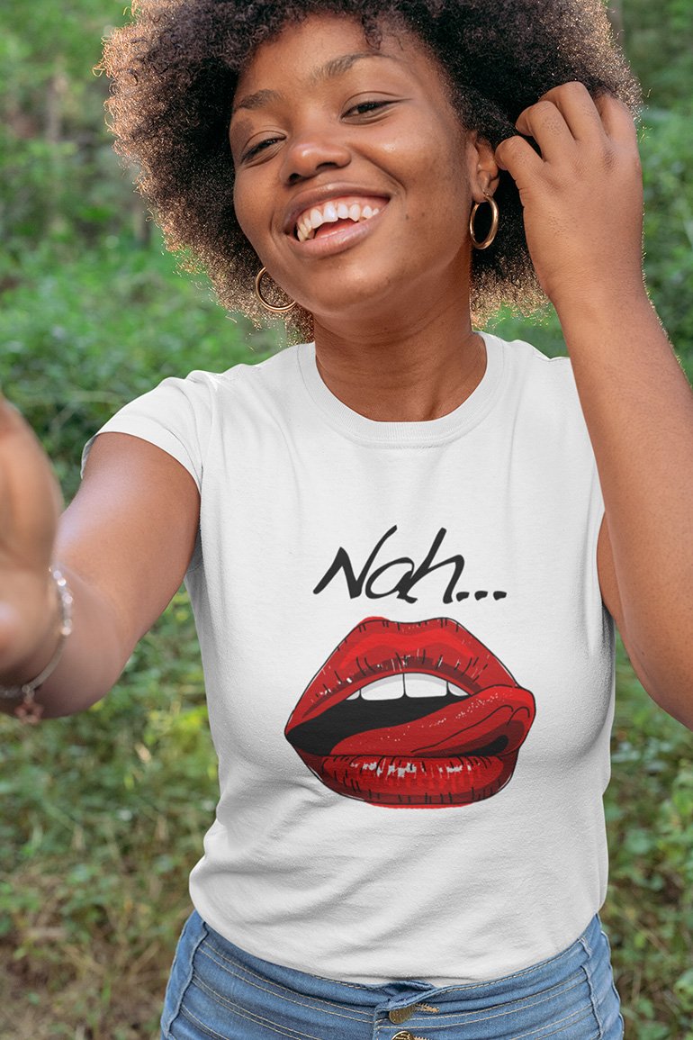 Word - Text - Talkative Smart Ass - Wordz 09B Lips Nah! Tee&Tank Lady Pimamour